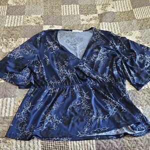 Ricki's Blue Flutter Sleeve Wrap Blouse